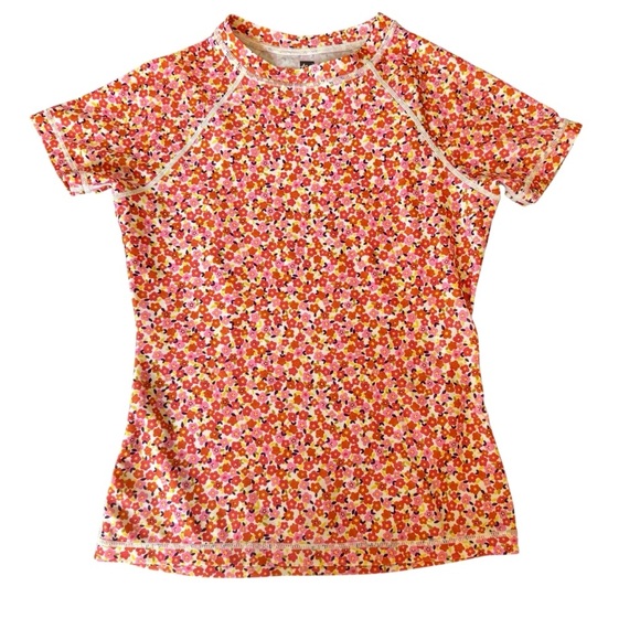 Tea collection Swim Top Rushguard Short Sleeve Floral Girls Size 10 - Picture 1 of 4